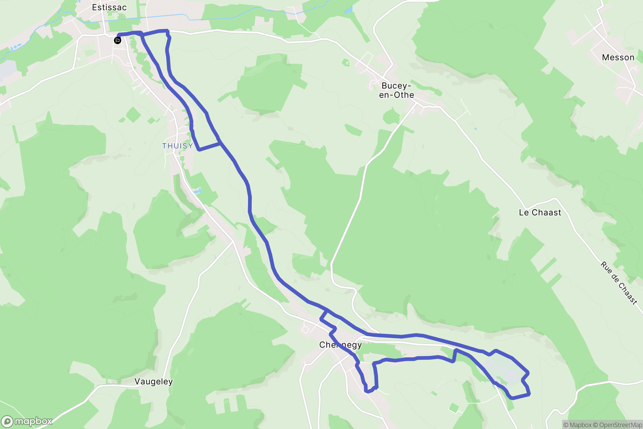Estissac : carte du parcours de randonnée - France