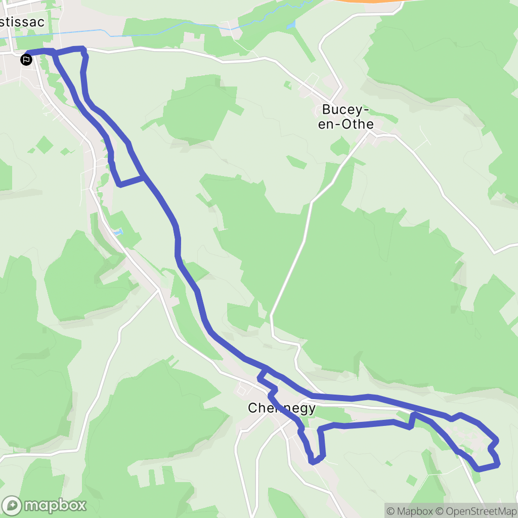 Estissac : carte du parcours de randonnée - France
