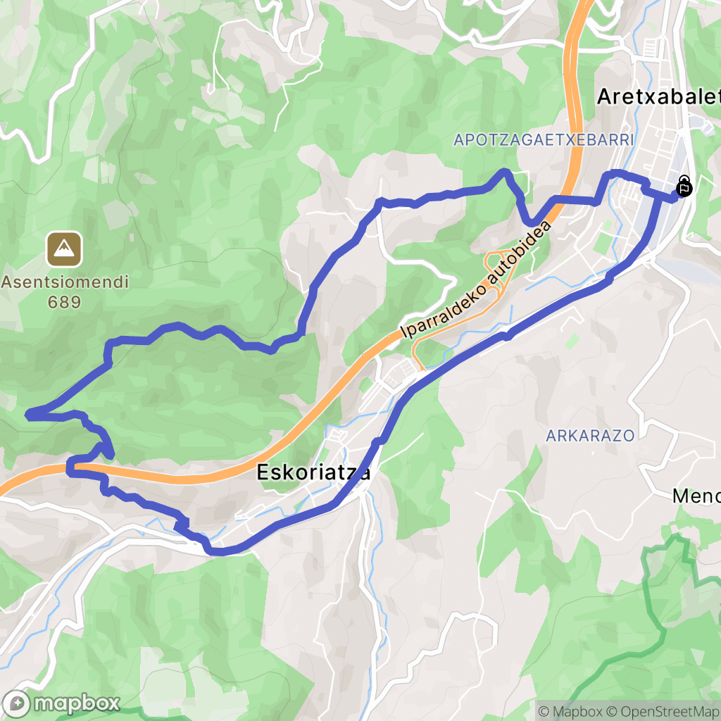 Aretxabaleta : carte du parcours de randonnée - Spain