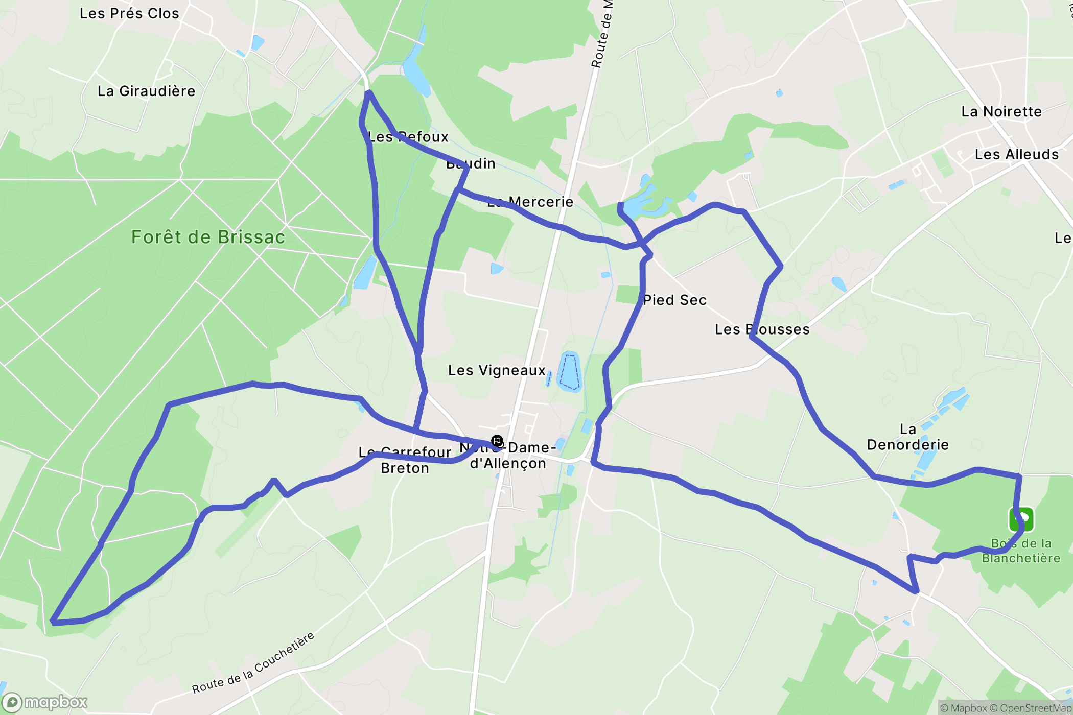 Terranjou : carte du parcours de randonnée - France