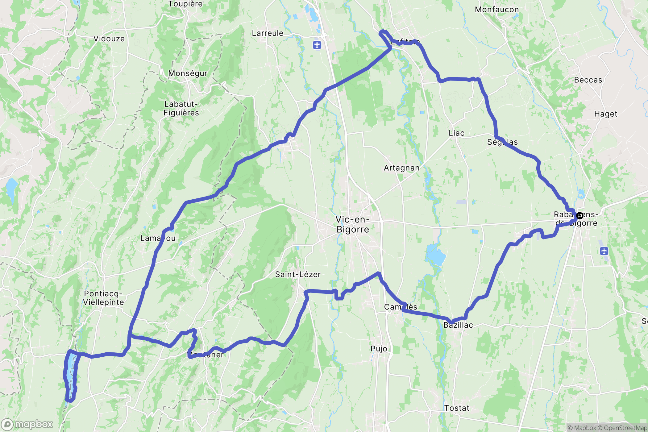 Rabastens-de-Bigorre : carte du parcours de randonnée - France