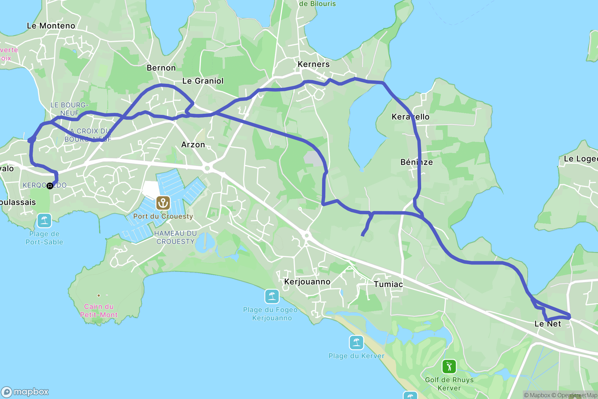 Arzon : carte du parcours de randonnée - France