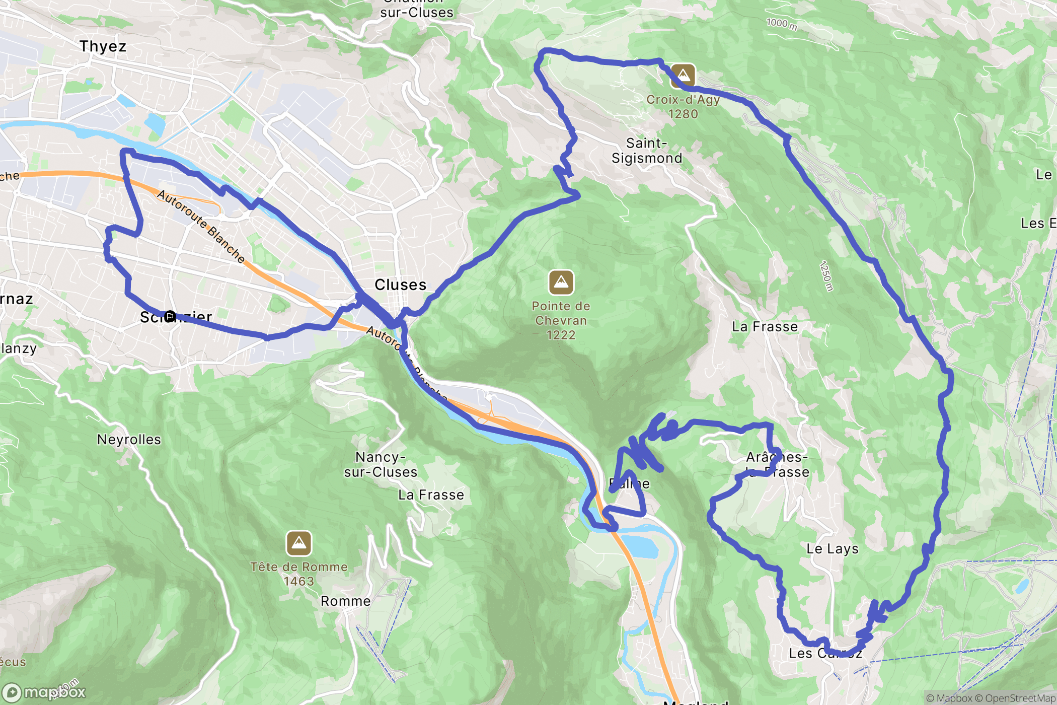 Scionzier : carte du parcours de randonnée - France