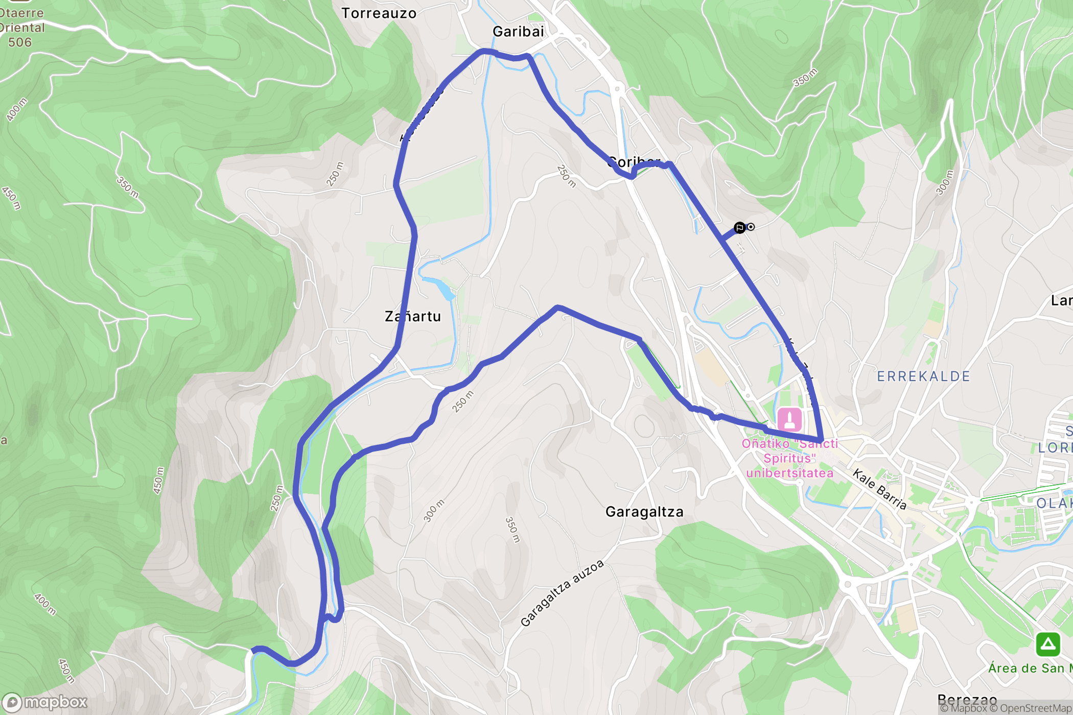 Oñati : carte du parcours de randonnée - Spain