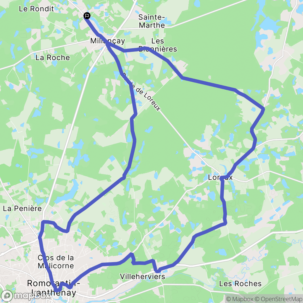 Millançay : carte du parcours de randonnée - France