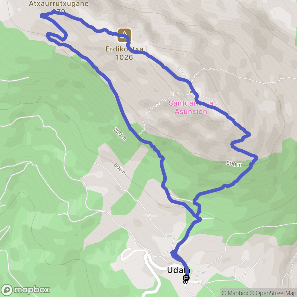 Arrasate : carte du parcours de randonnée - Spain
