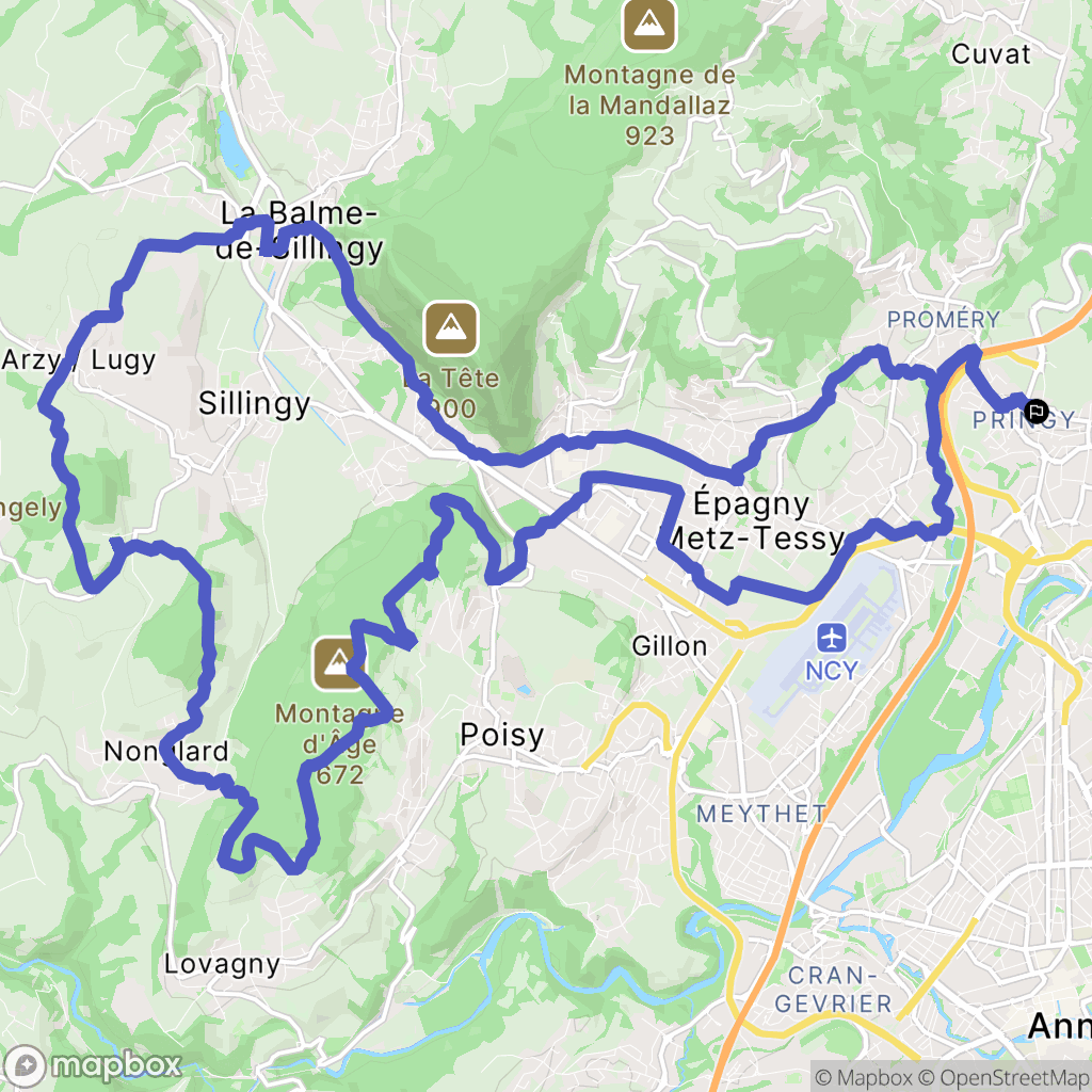 Pringy : carte du parcours de randonnée - France