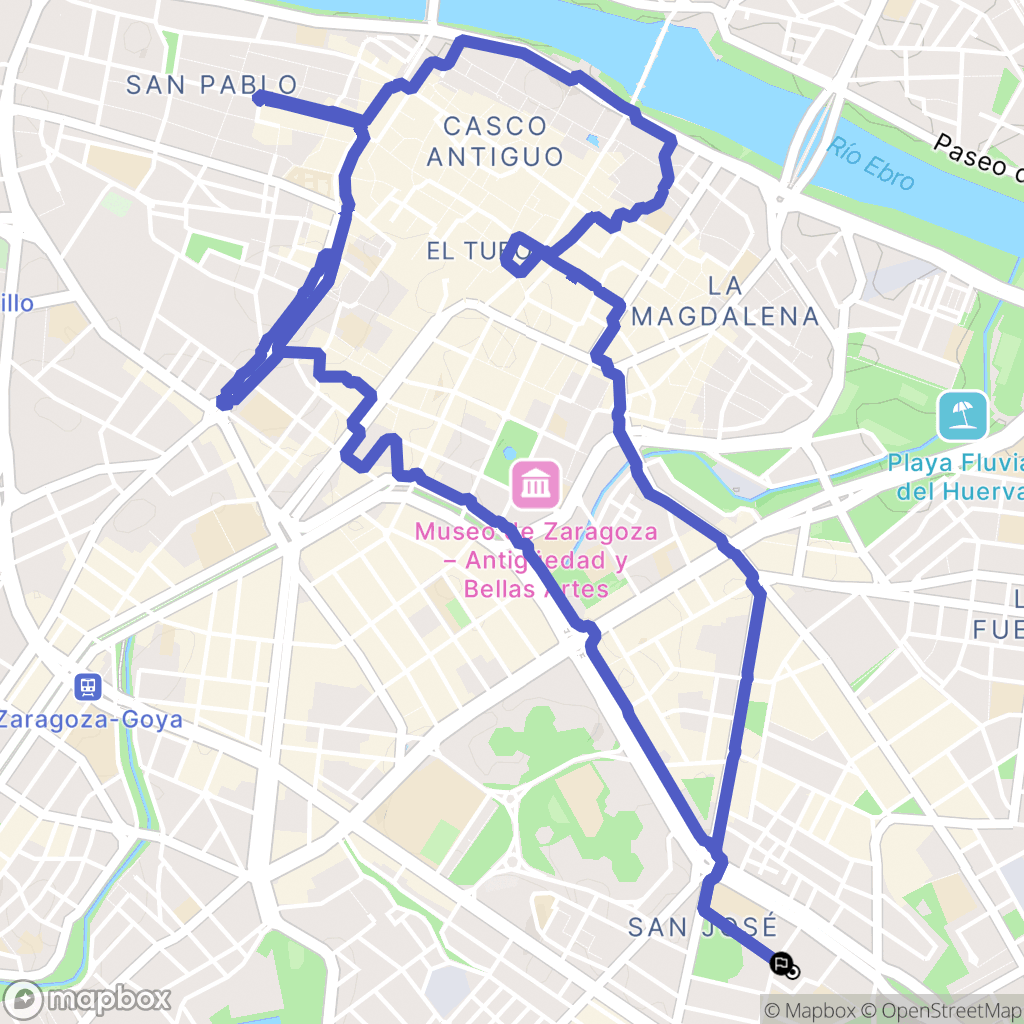 Zaragoza : carte du parcours de randonnée - Spain