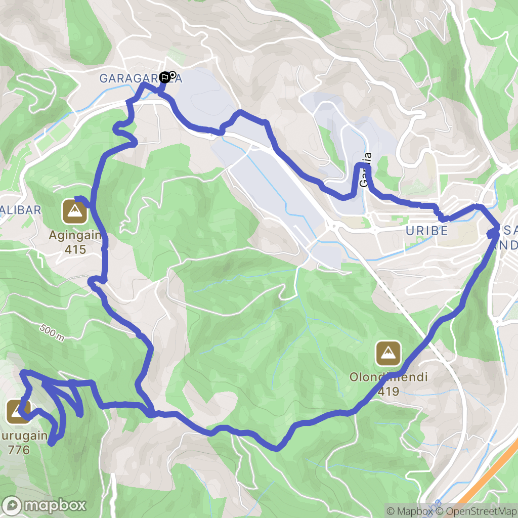 Garagartza : carte du parcours de randonnée - Spain