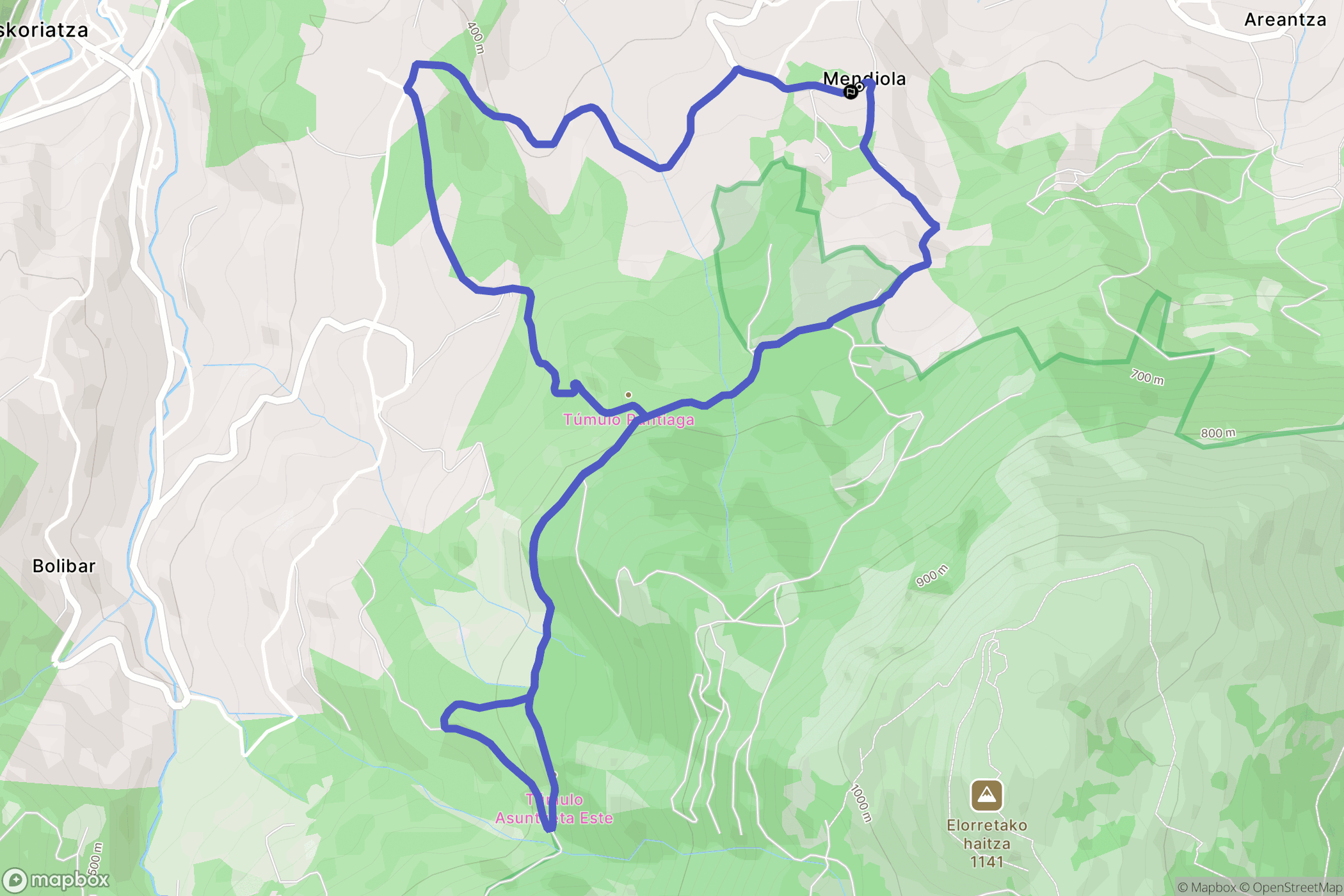 Eskoriatza : carte du parcours de randonnée - Spain