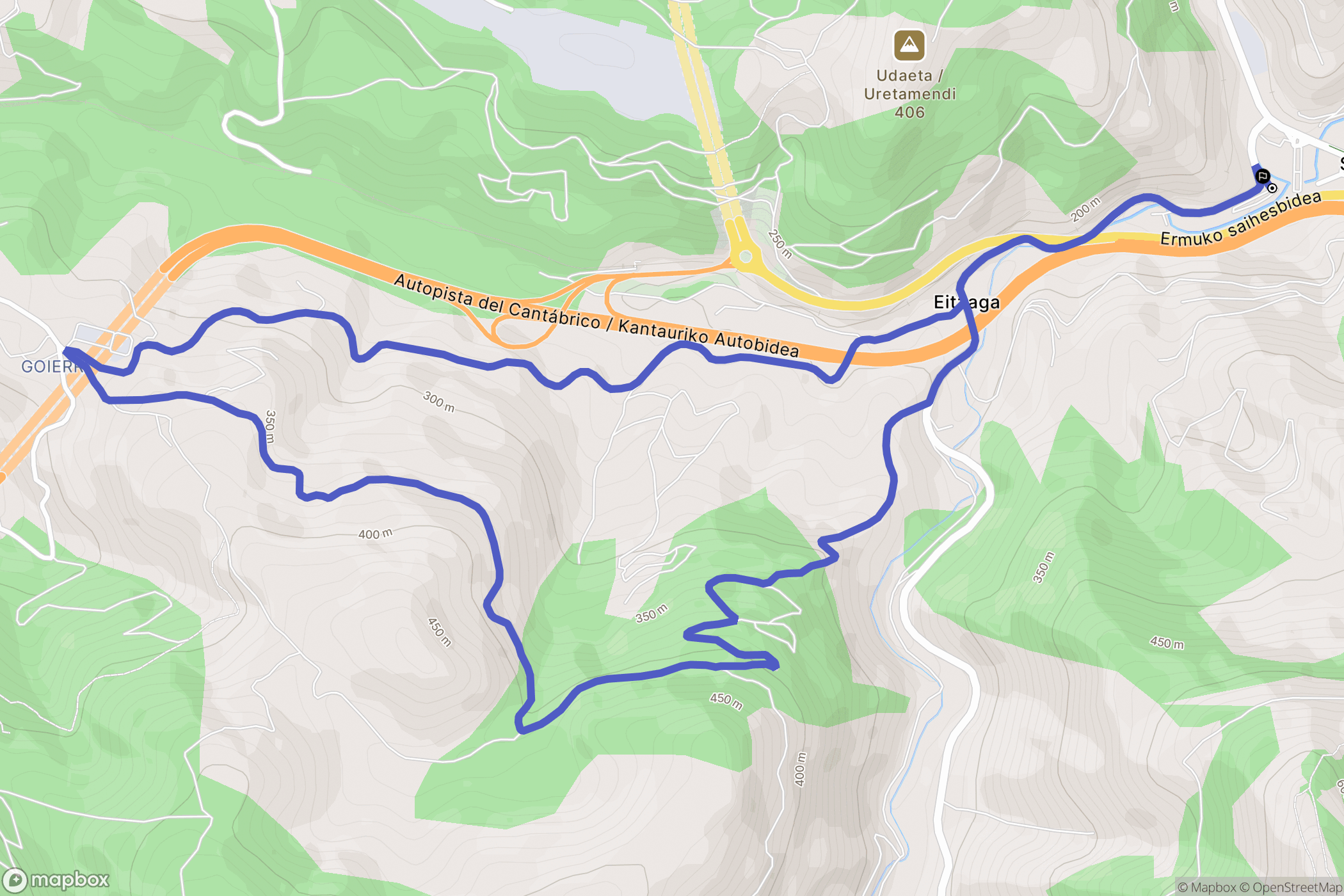 Ermua : carte du parcours de randonnée - Spain