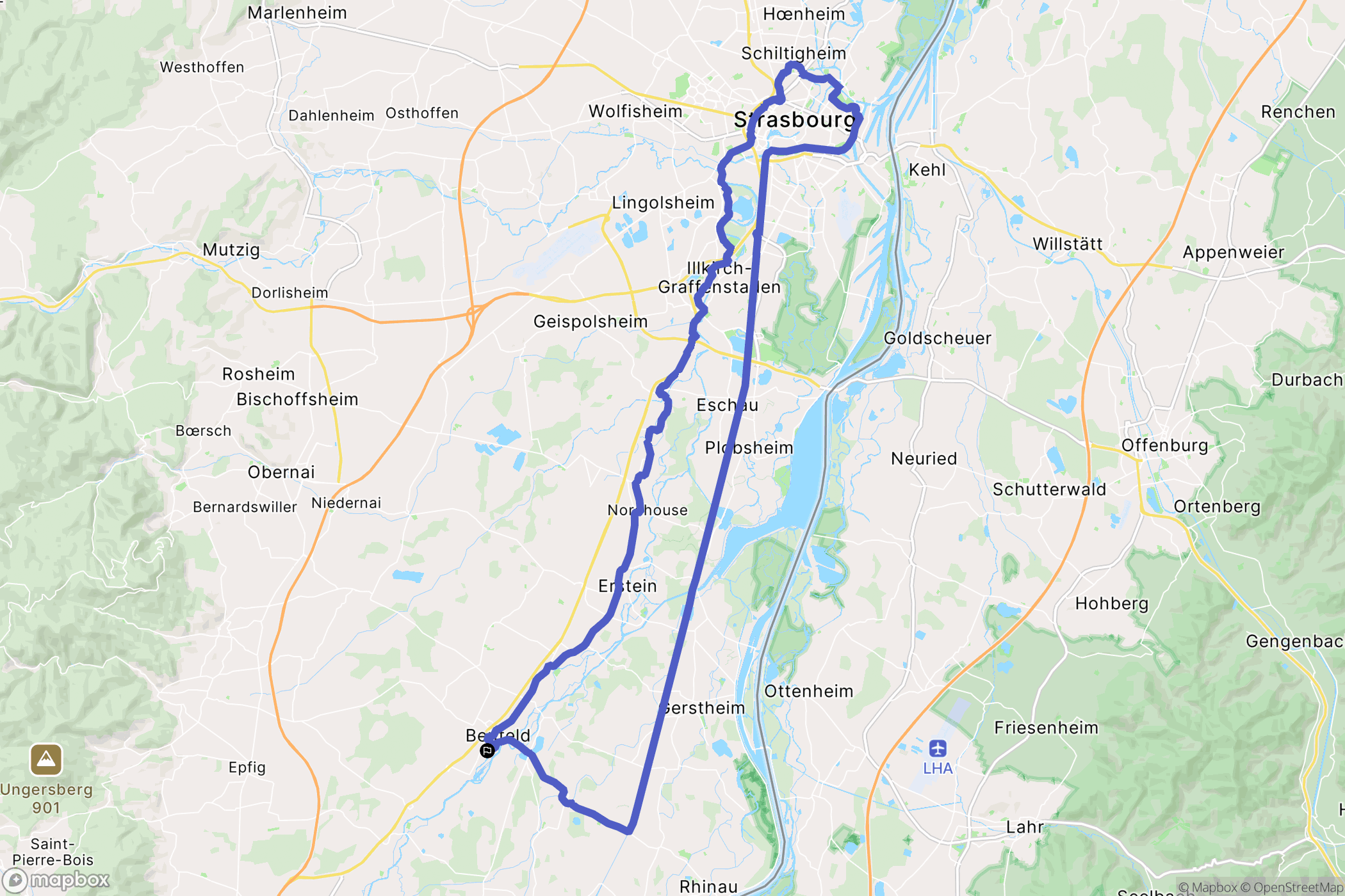 Benfeld : carte du parcours de randonnée - France