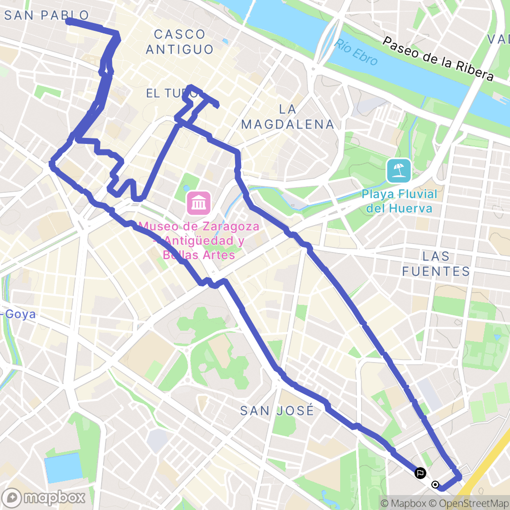 Zaragoza : carte du parcours de randonnée - Spain