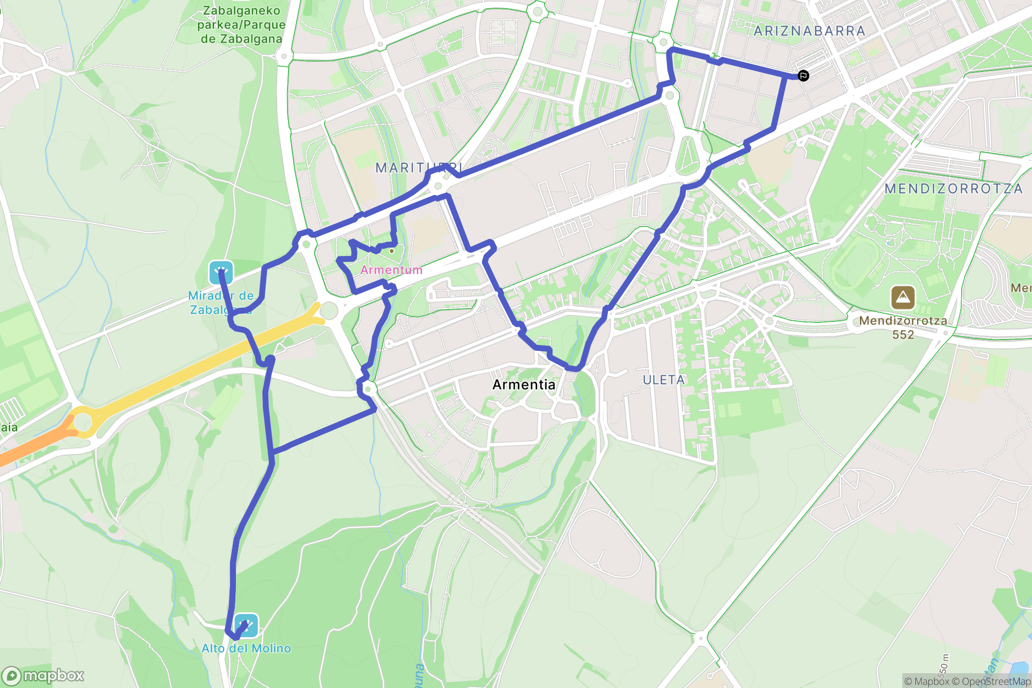 Vitoria-Gasteiz : carte du parcours de randonnée - Spain