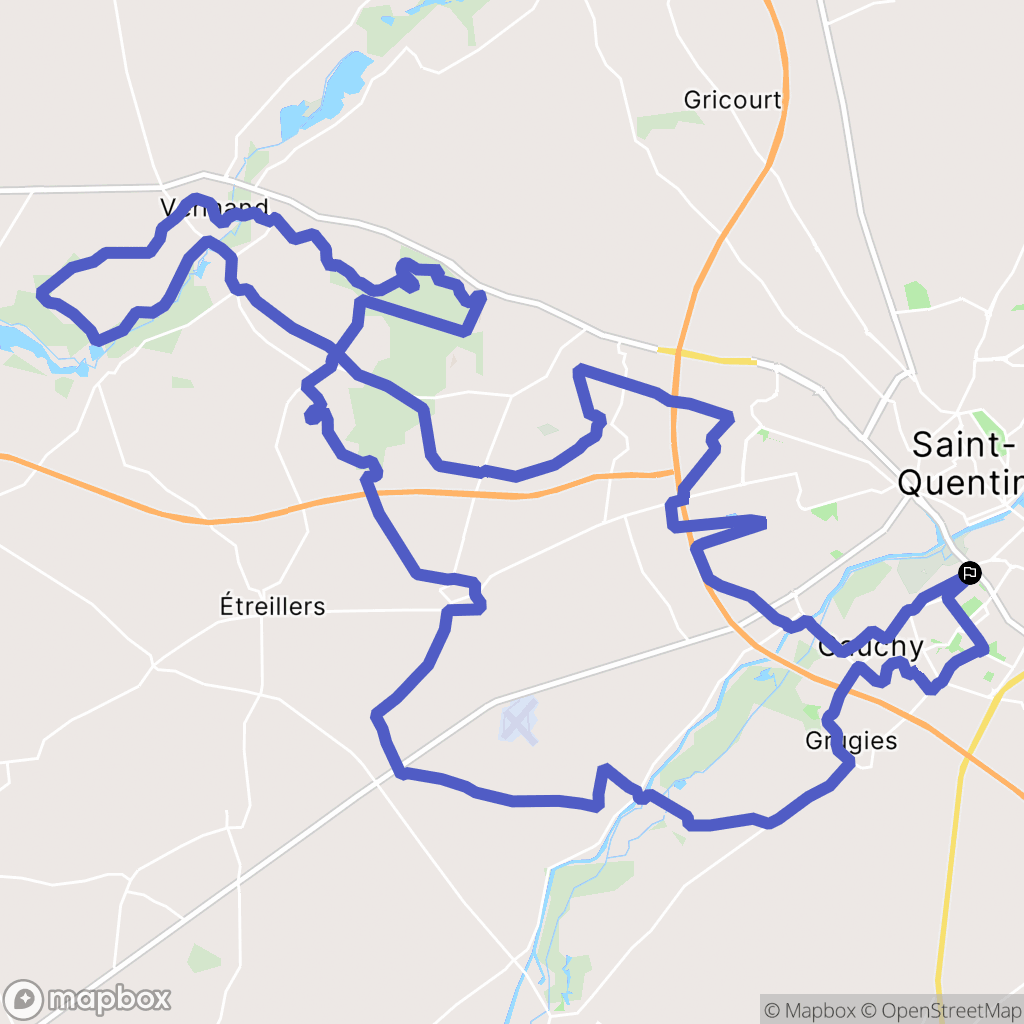 Gauchy : carte du parcours de randonnée - France