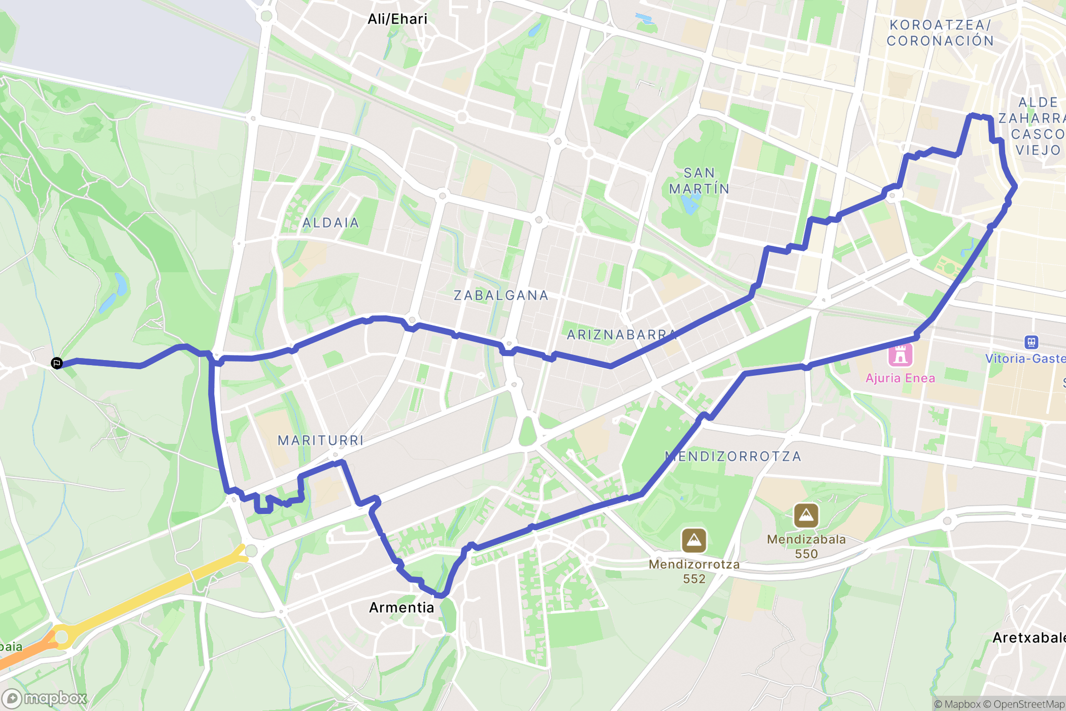 Vitoria-Gasteiz : carte du parcours de randonnée - Spain