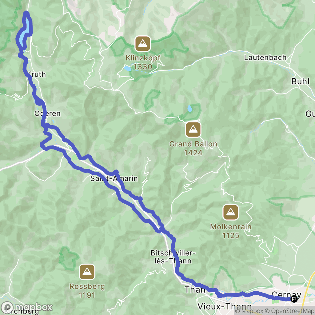 Cernay : carte du parcours de randonnée - France