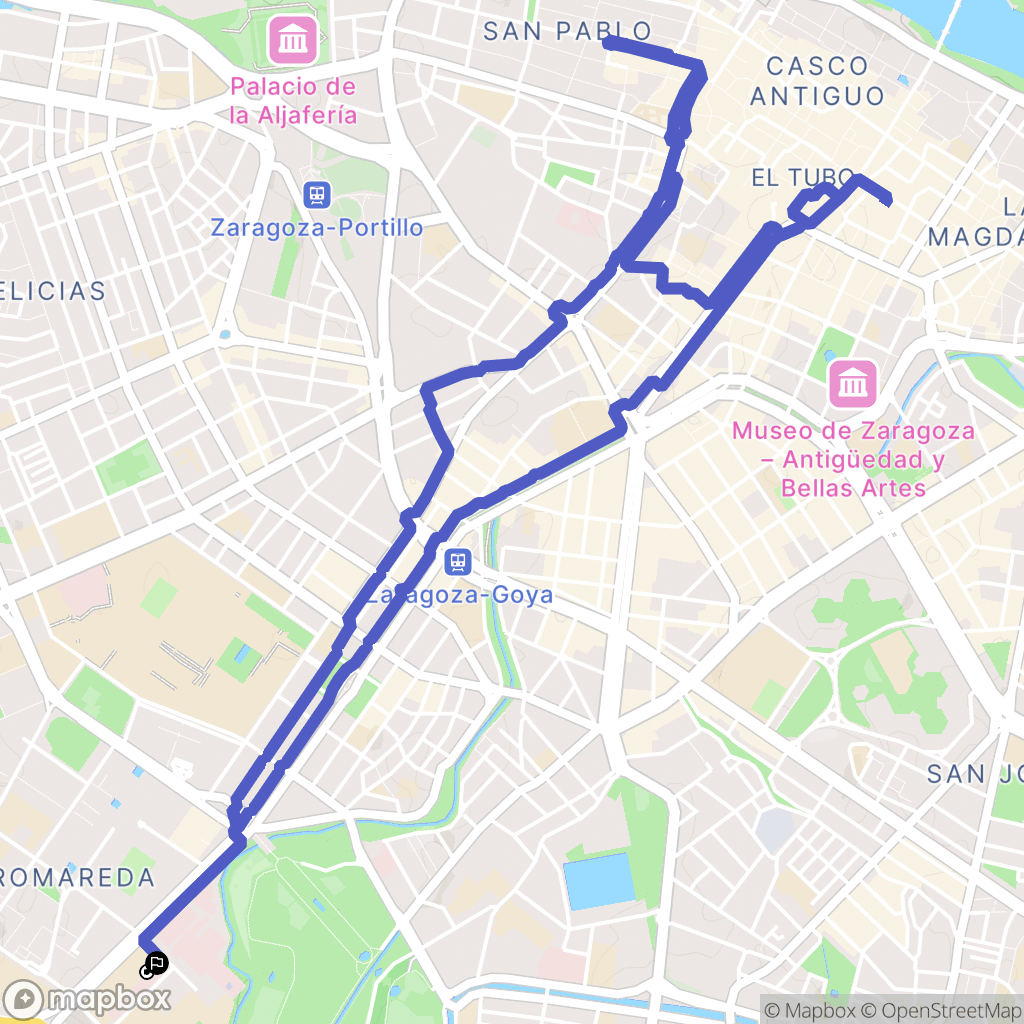 Zaragoza : carte du parcours de randonnée - Spain