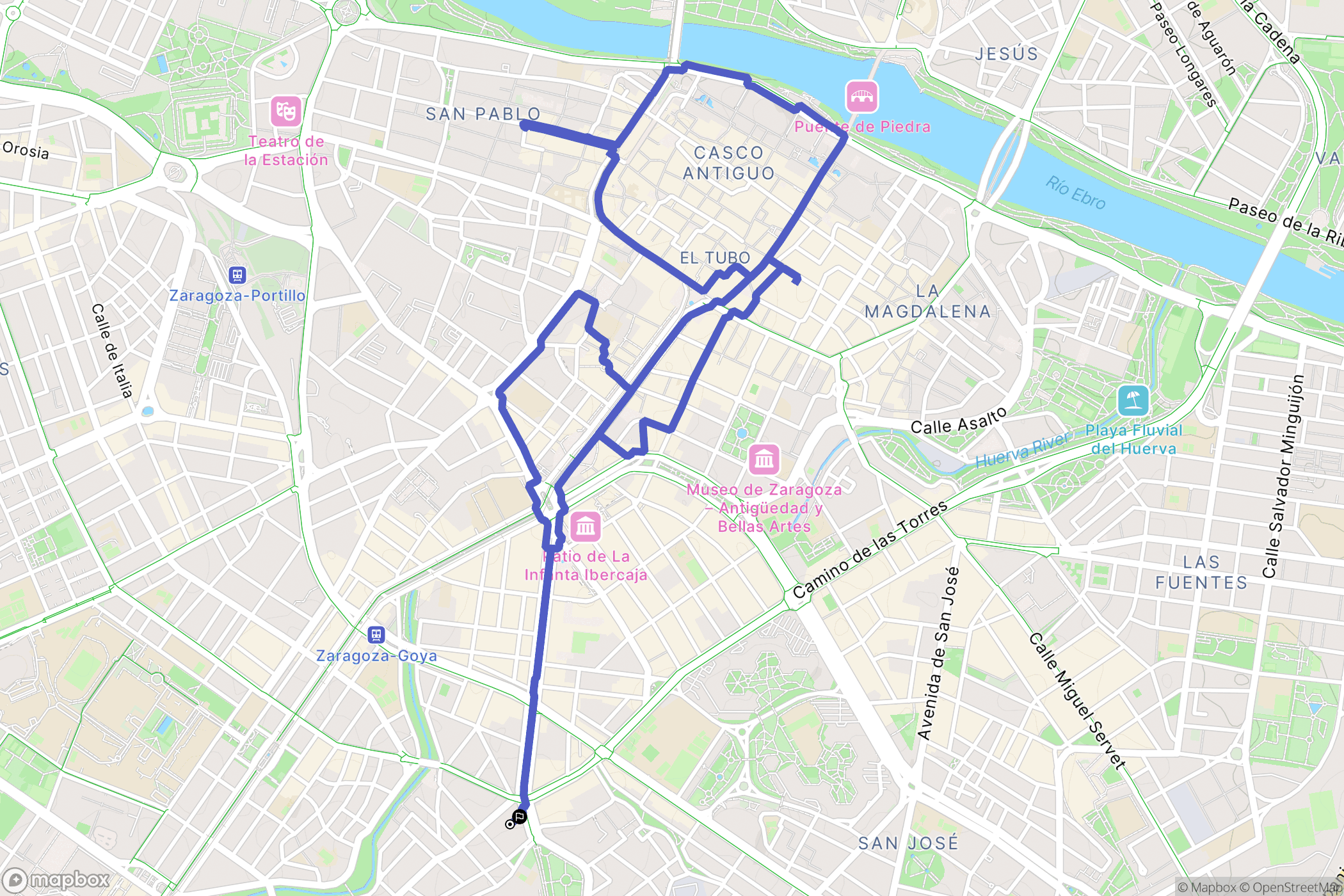 Zaragoza : carte du parcours de randonnée - Spain