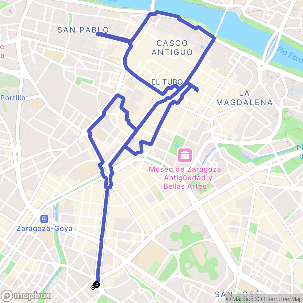 Zaragoza : carte du parcours de randonnée - Spain