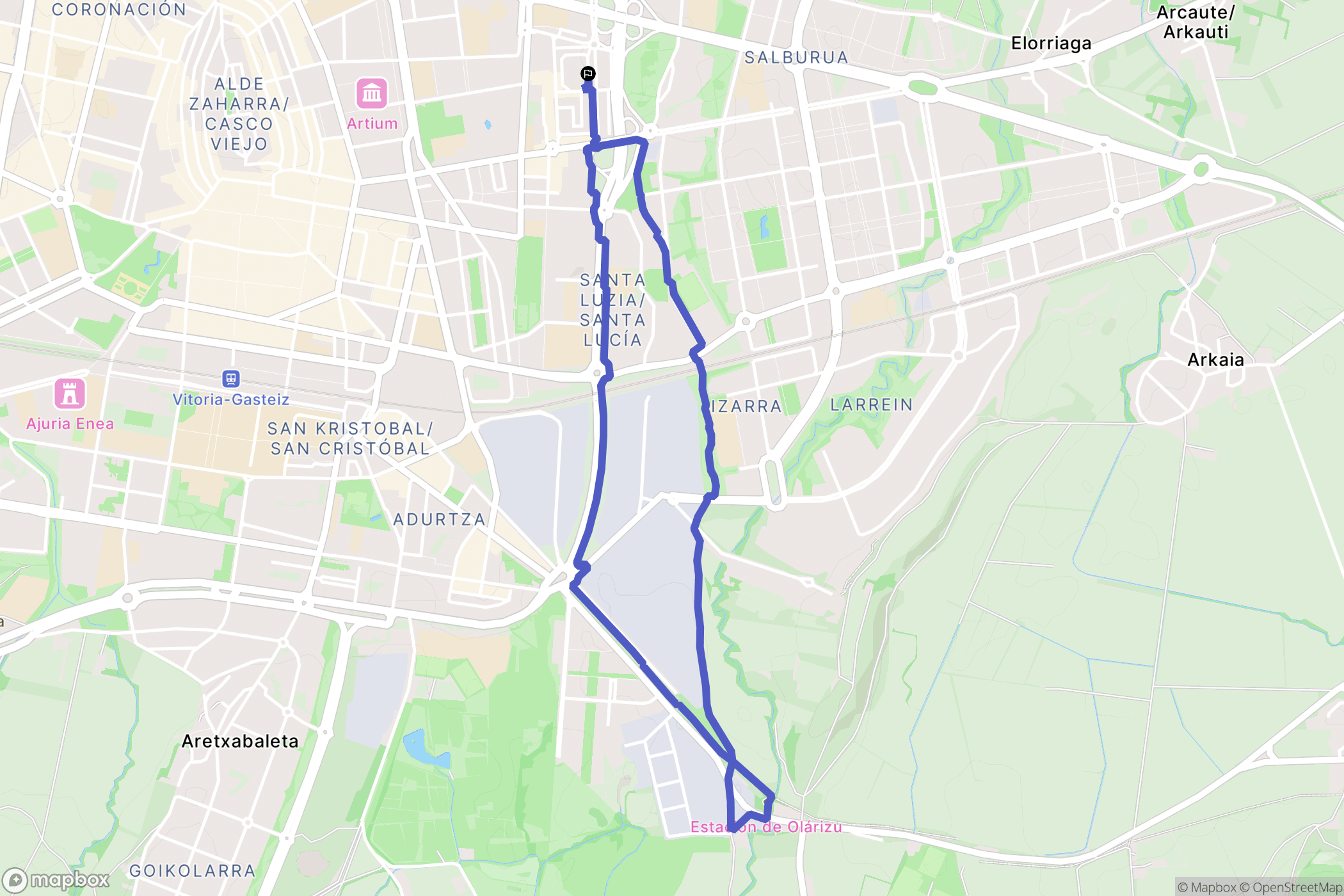 Vitoria-Gasteiz : carte du parcours de randonnée - Spain