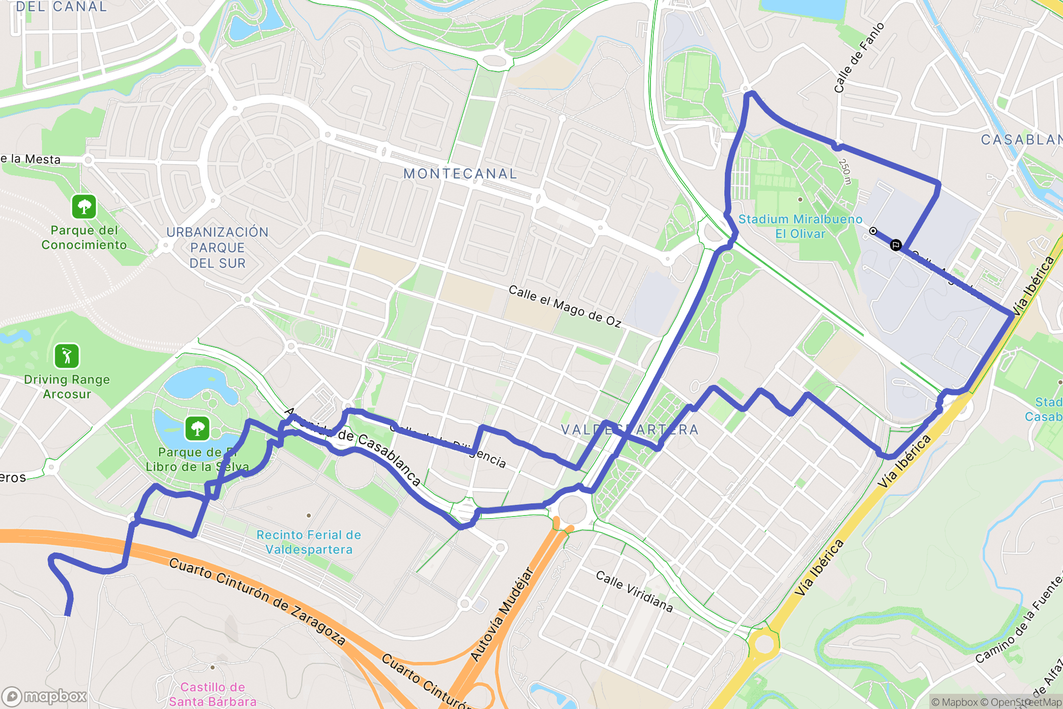 Zaragoza : carte du parcours de randonnée - Spain