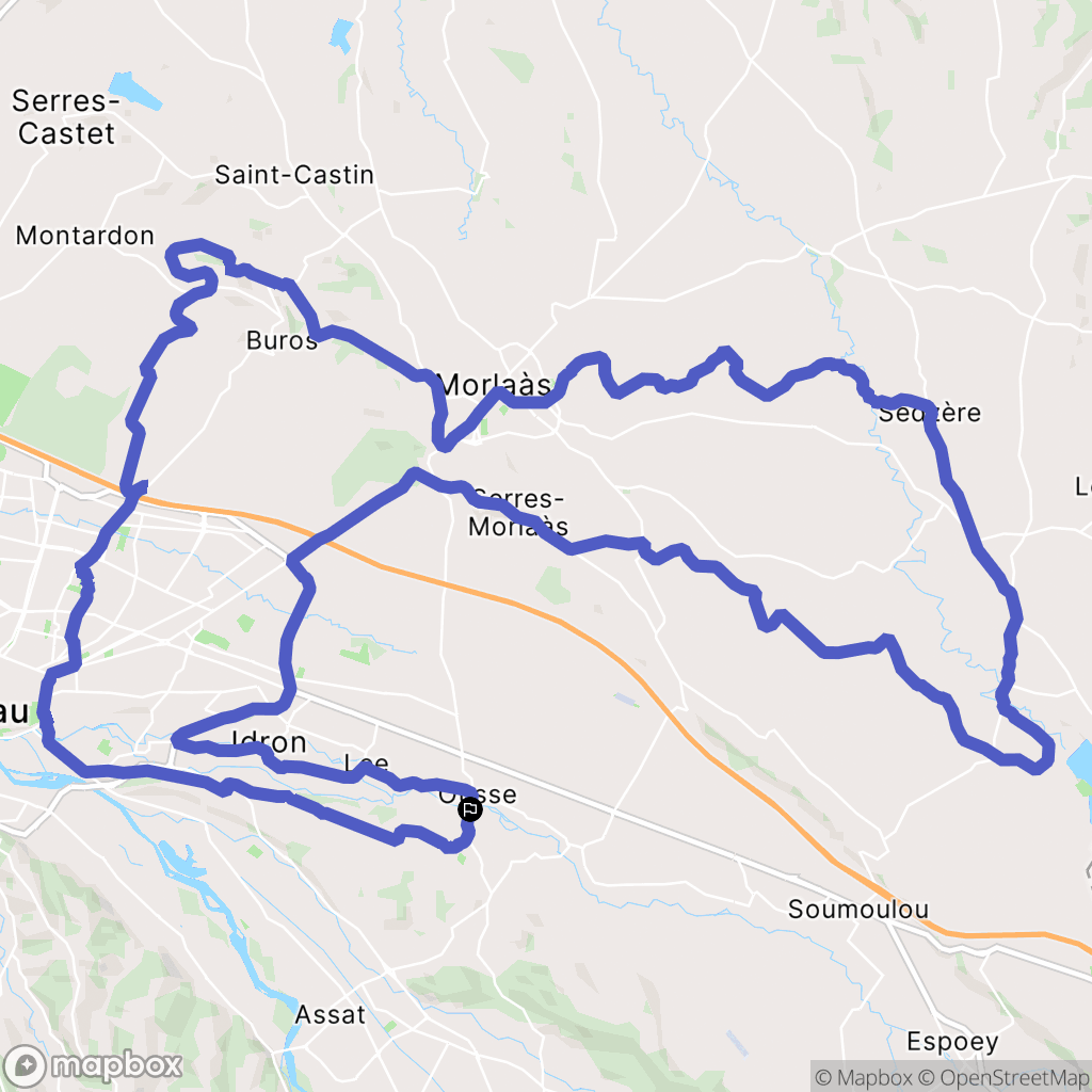 Ousse : carte du parcours de randonnée - France
