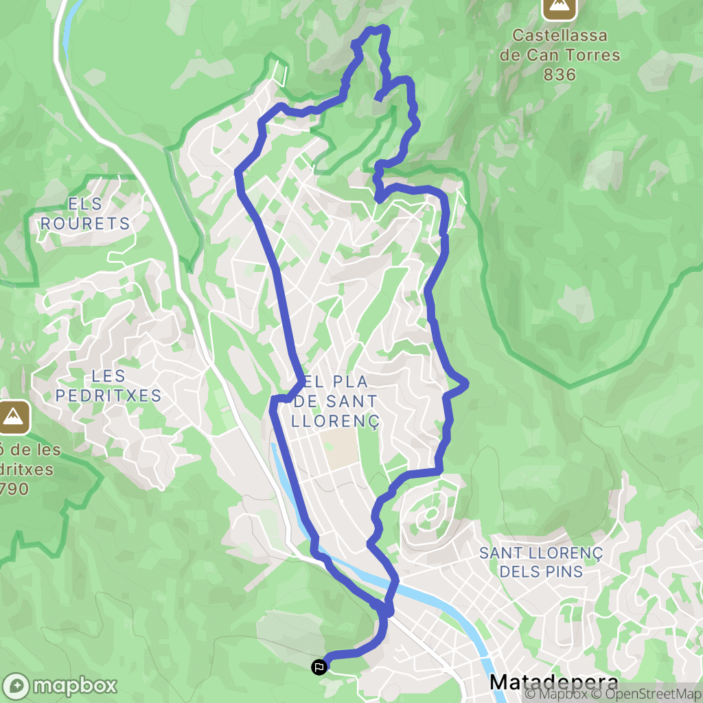 Matadepera : carte du parcours de randonnée - Spain