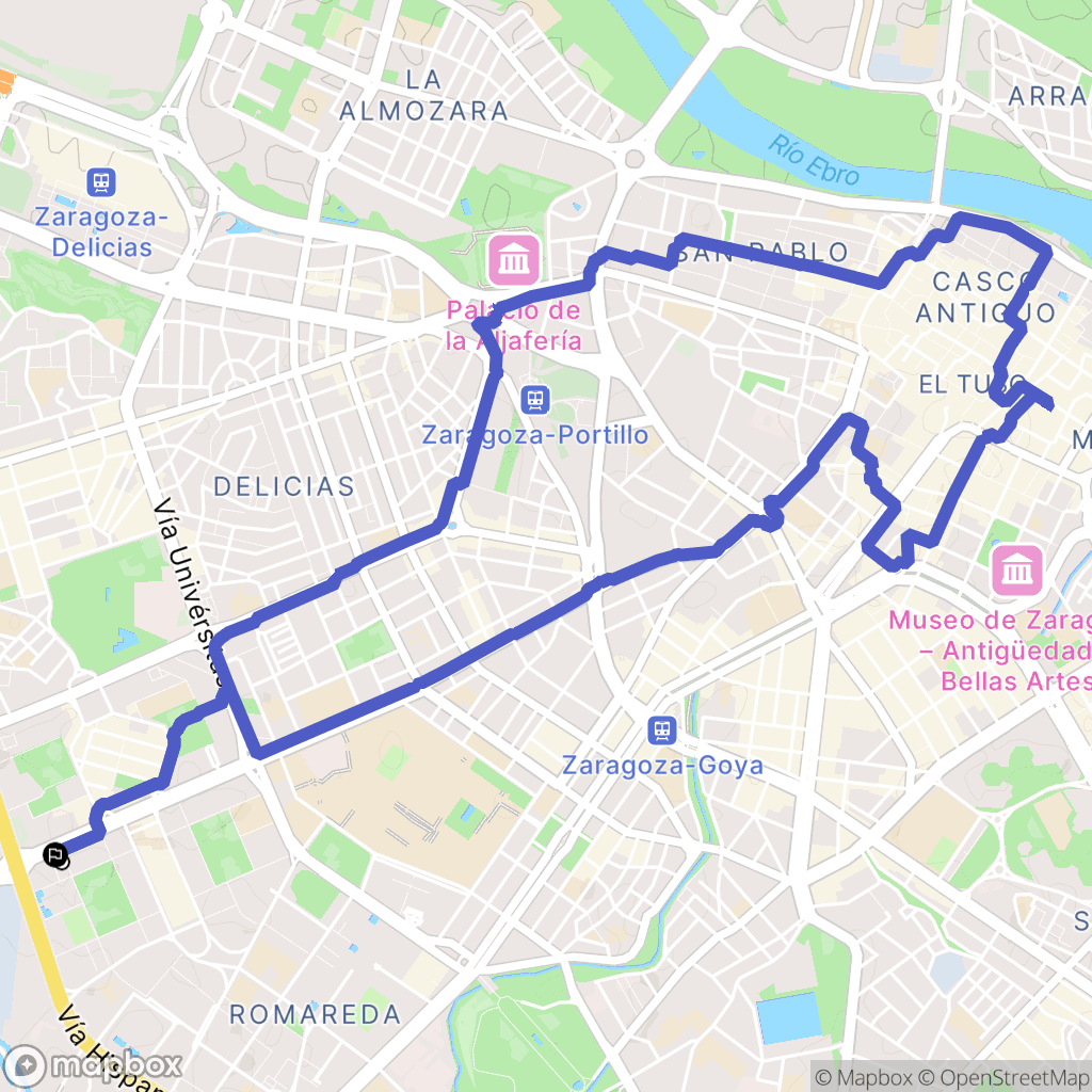 Zaragoza : carte du parcours de randonnée - Spain