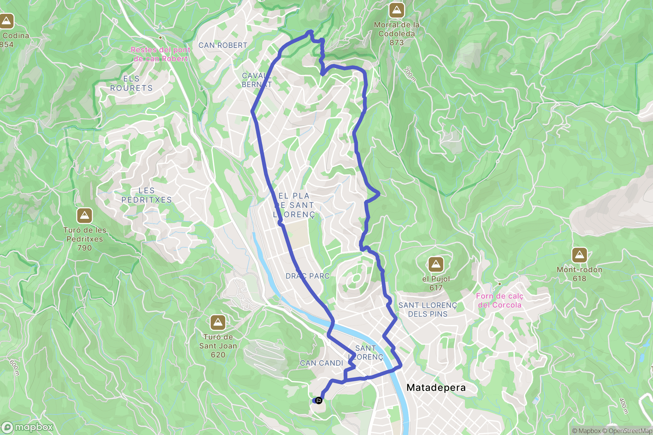 Terrassa : carte du parcours de randonnée - Spain