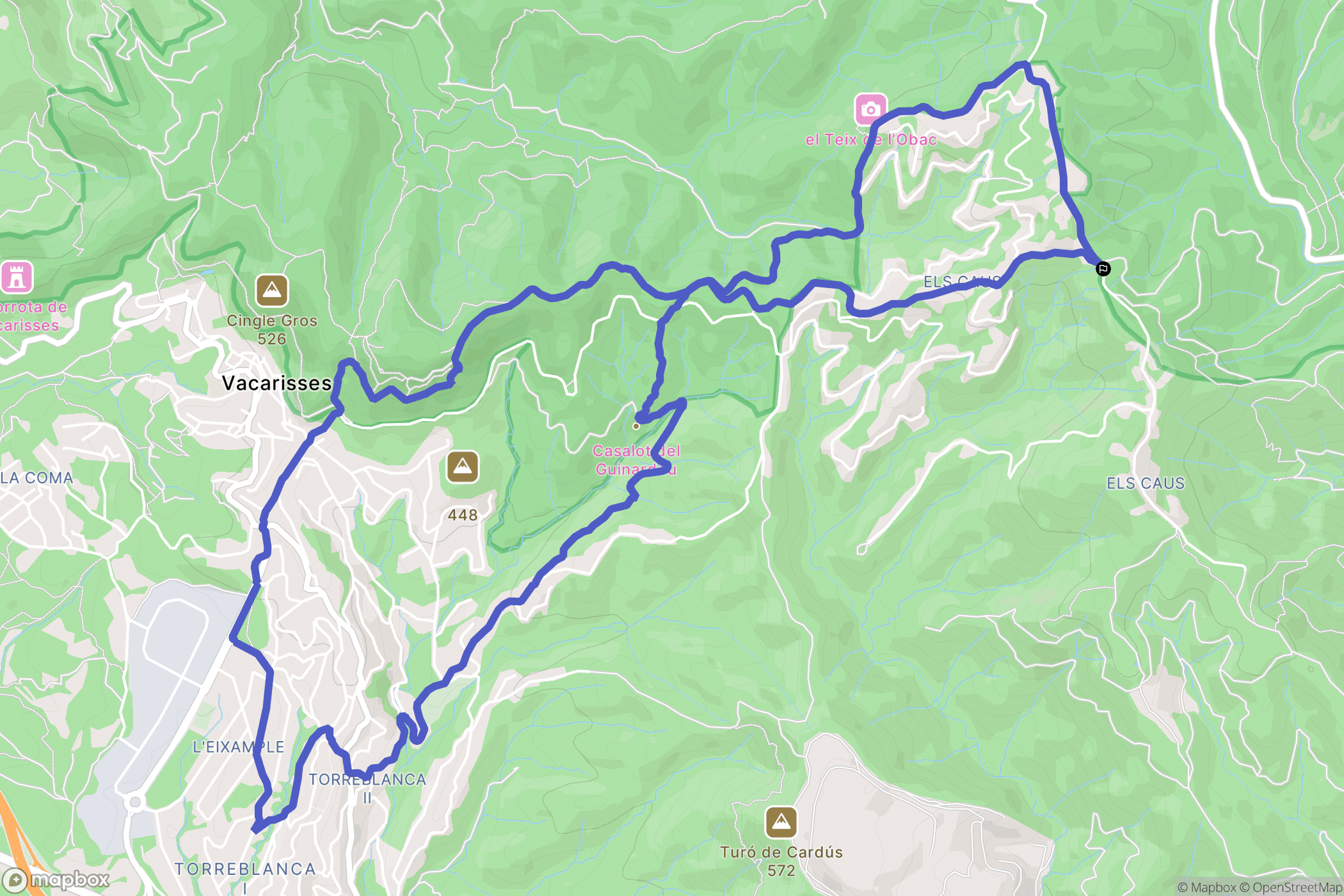 Terrassa : carte du parcours de randonnée - Spain