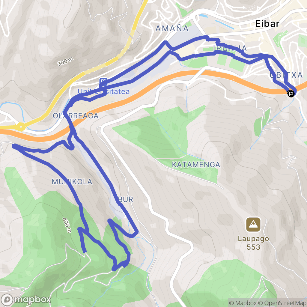 Éibar : carte du parcours de randonnée - Spain