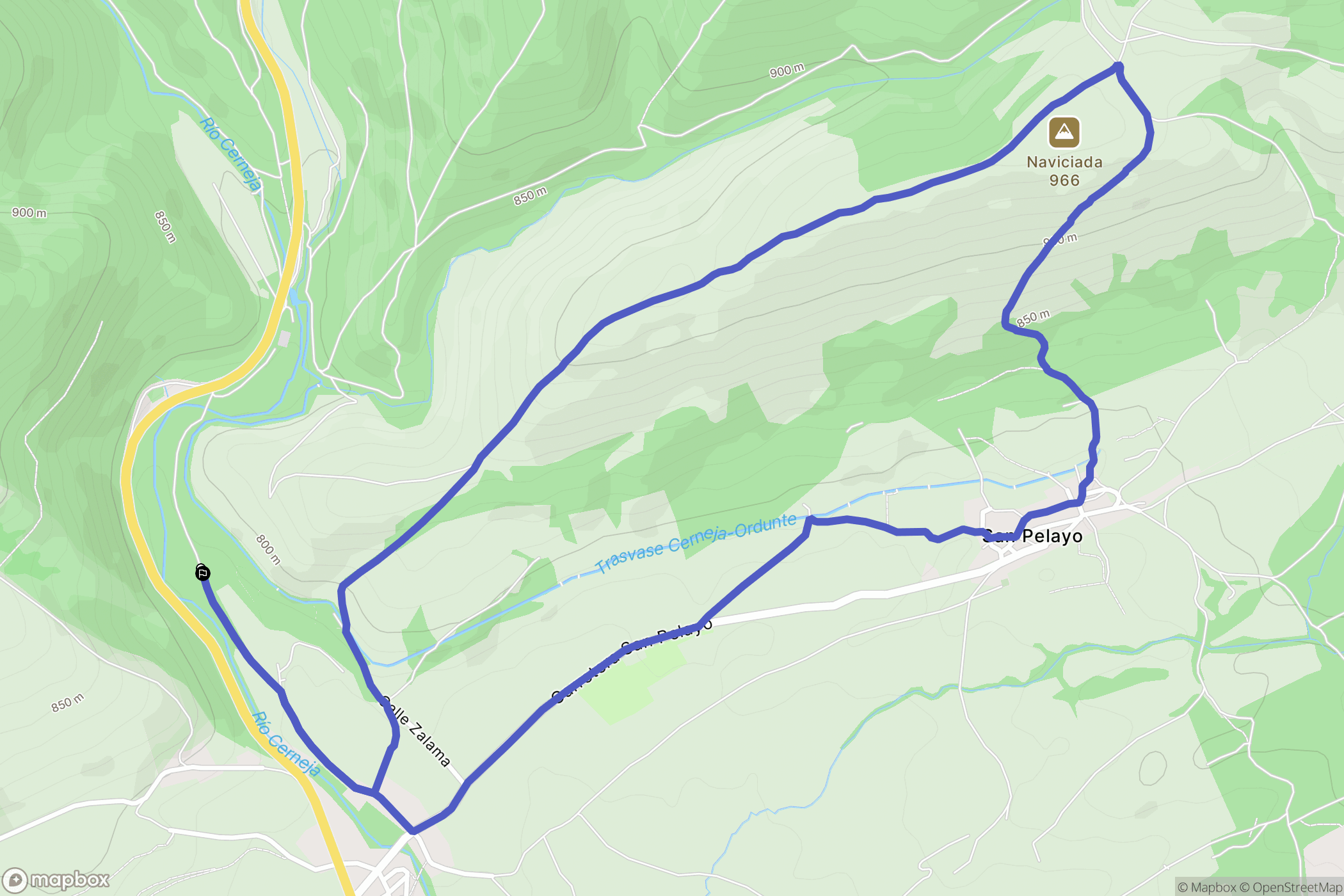 Agüera : carte du parcours de randonnée - Spain
