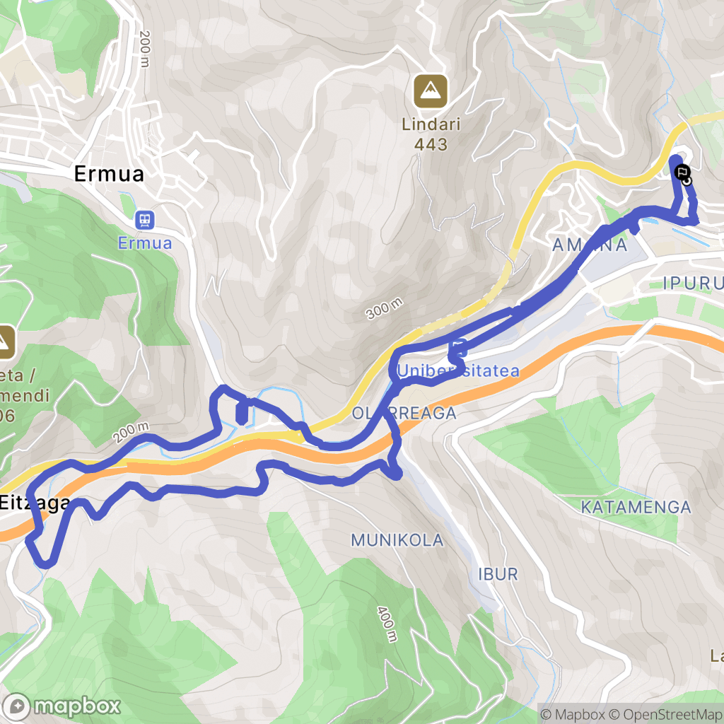 Eibar : carte du parcours de randonnée - Spain