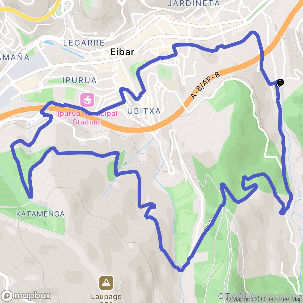 Eibar : carte du parcours de randonnée - Spain