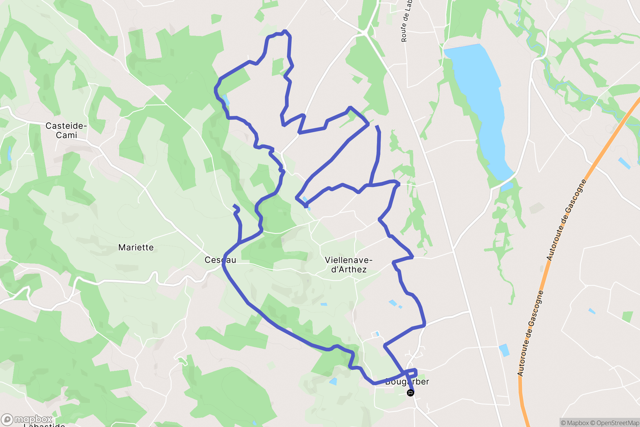 Bougarber : carte du parcours de randonnée - France