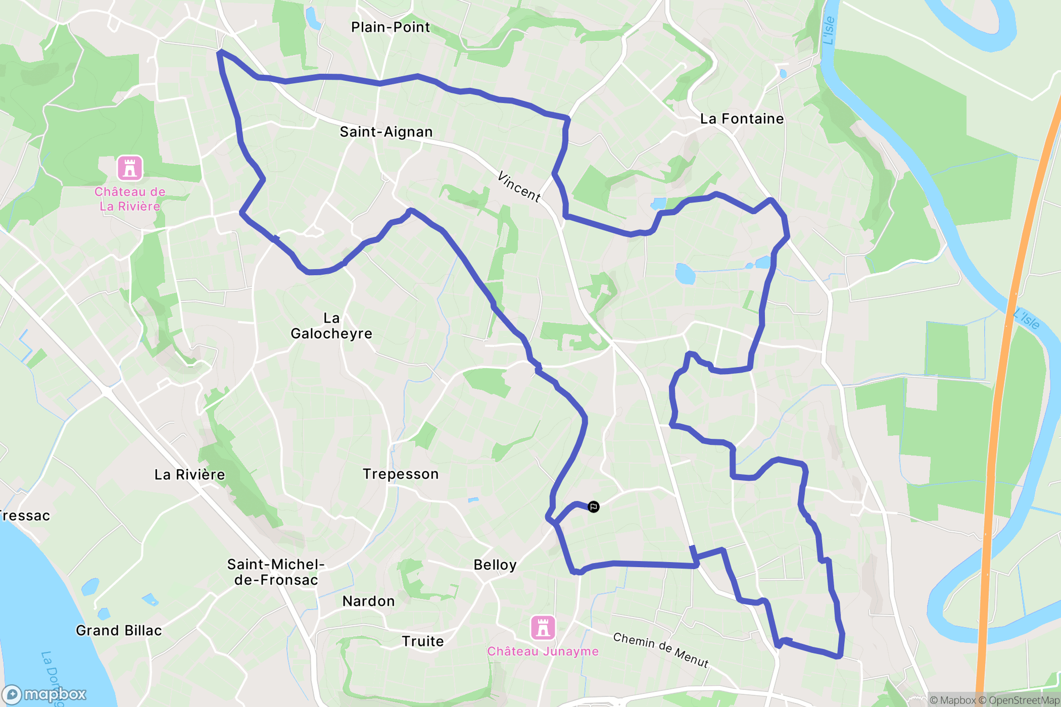 Fronsac : carte du parcours de randonnée - France