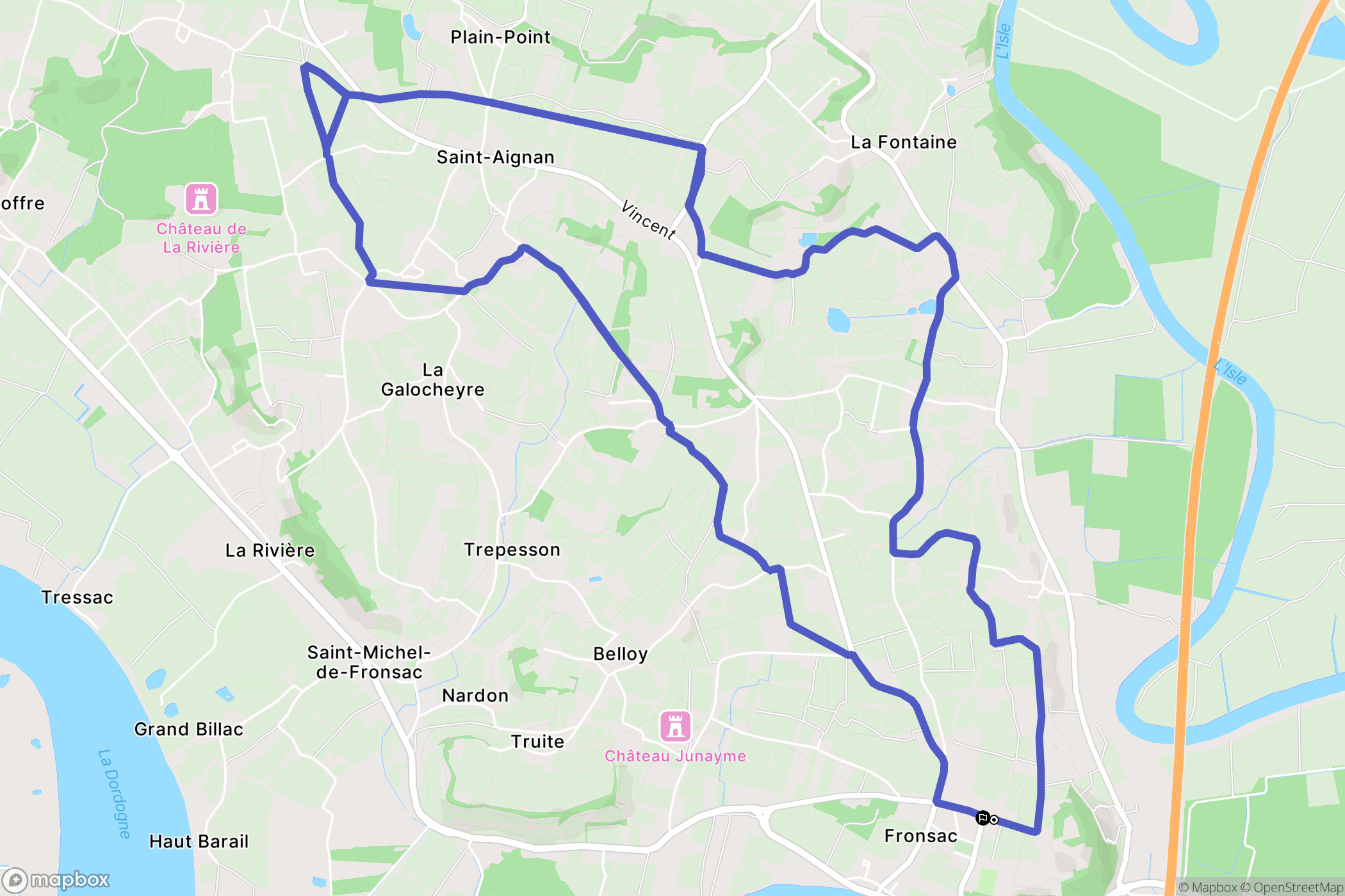 Fronsac : carte du parcours de randonnée - France