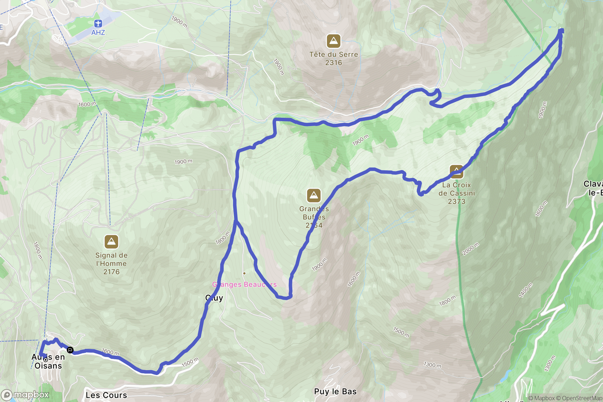 Auris : carte du parcours de randonnée - France