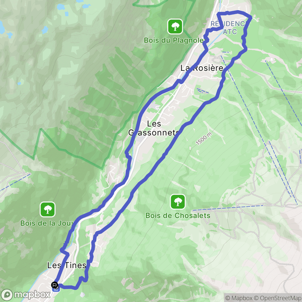 Chamonix-Mont-Blanc : carte du parcours de randonnée - France