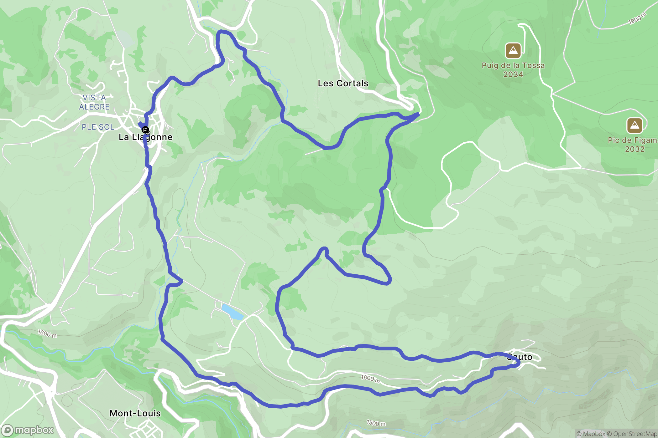 La Llagonne : carte du parcours de randonnée - France
