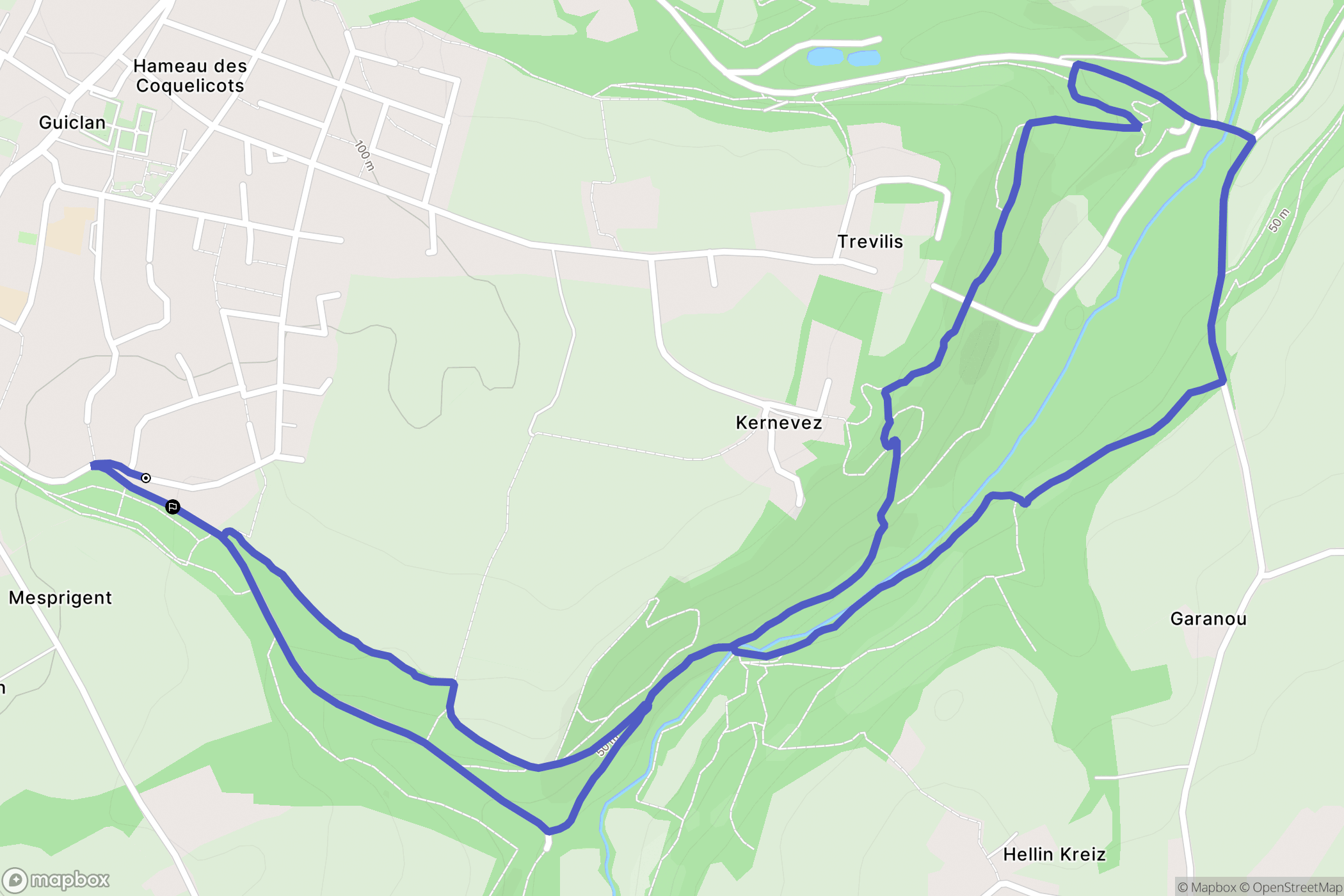 Guiclan : carte du parcours de randonnée - France
