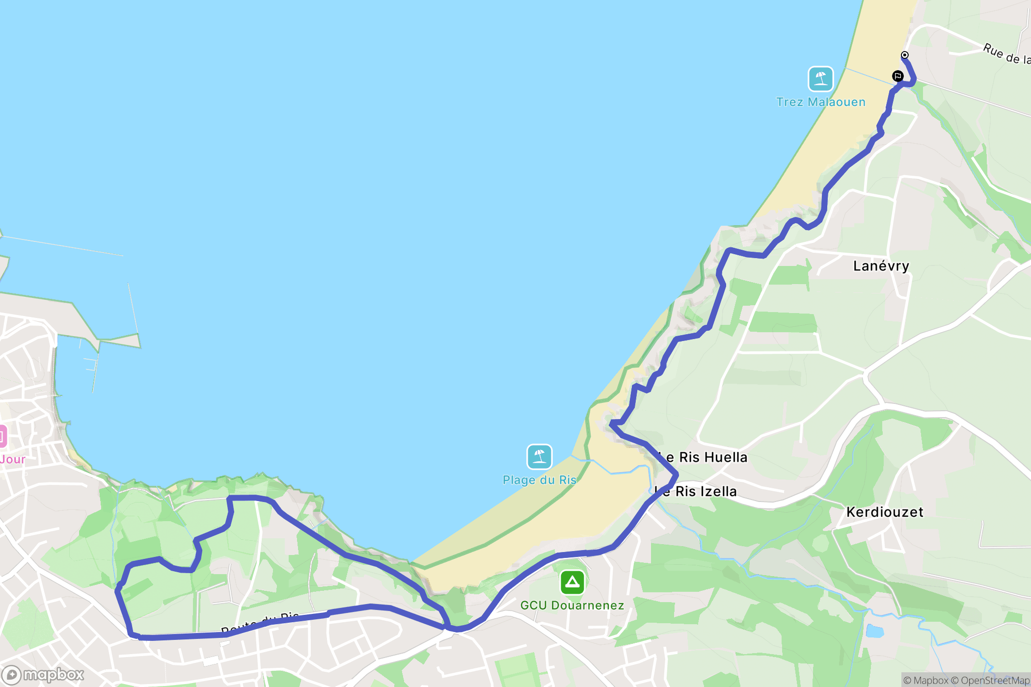 Plonévez-Porzay : carte du parcours de randonnée - France