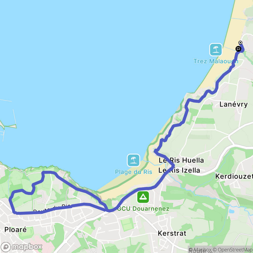 Plonévez-Porzay : carte du parcours de randonnée - France