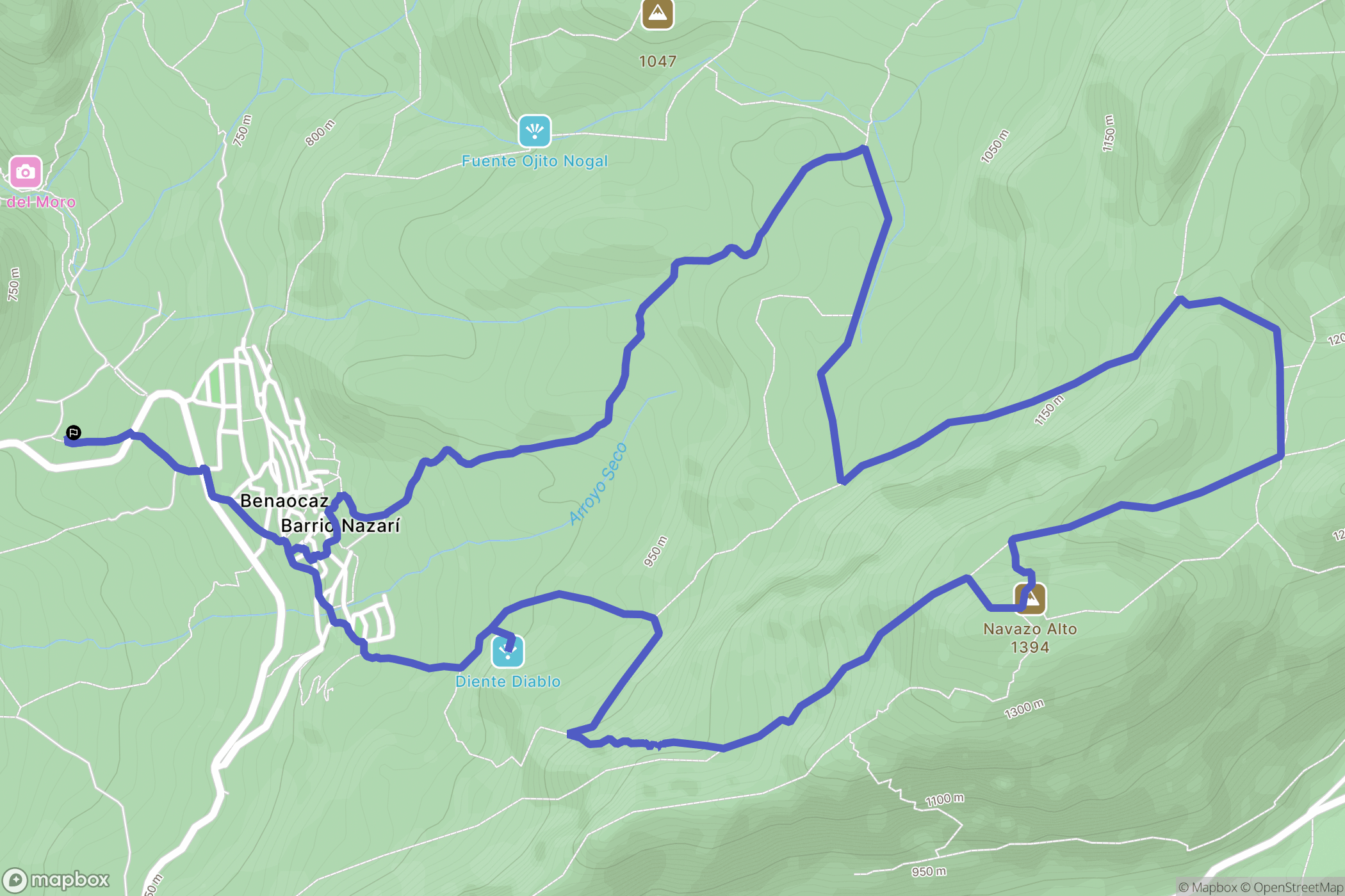 : carte du parcours de randonnée - Spain