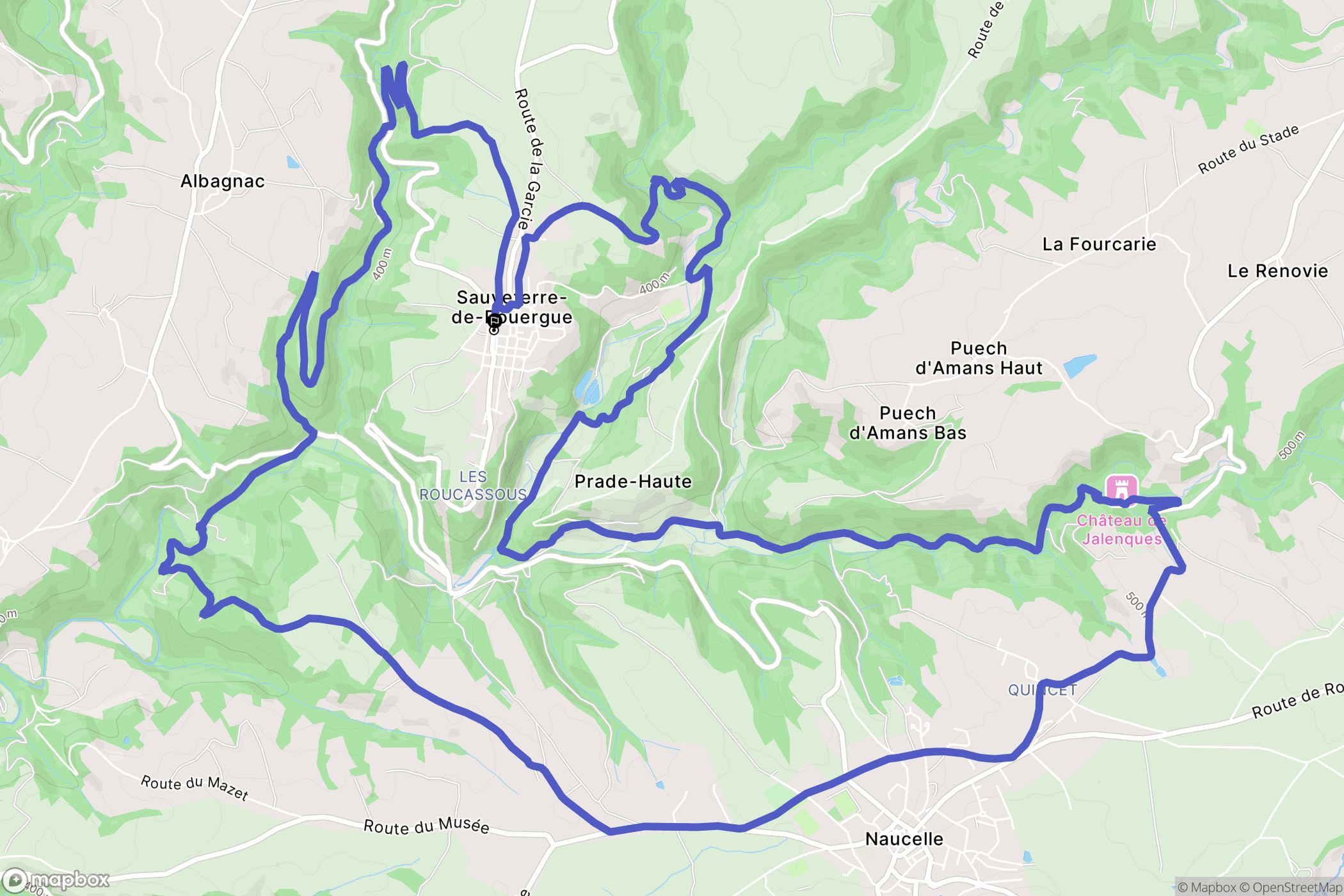 Sauveterre-de-Rouergue : carte du parcours de randonnée - France