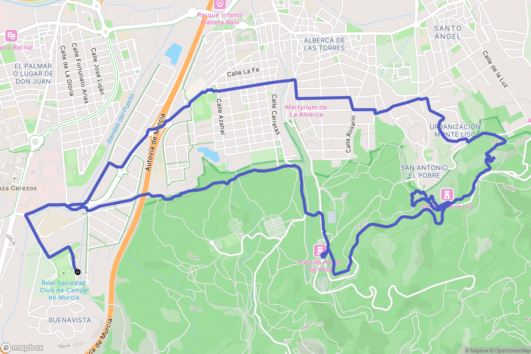 Murcia : carte du parcours de randonnée - Spain