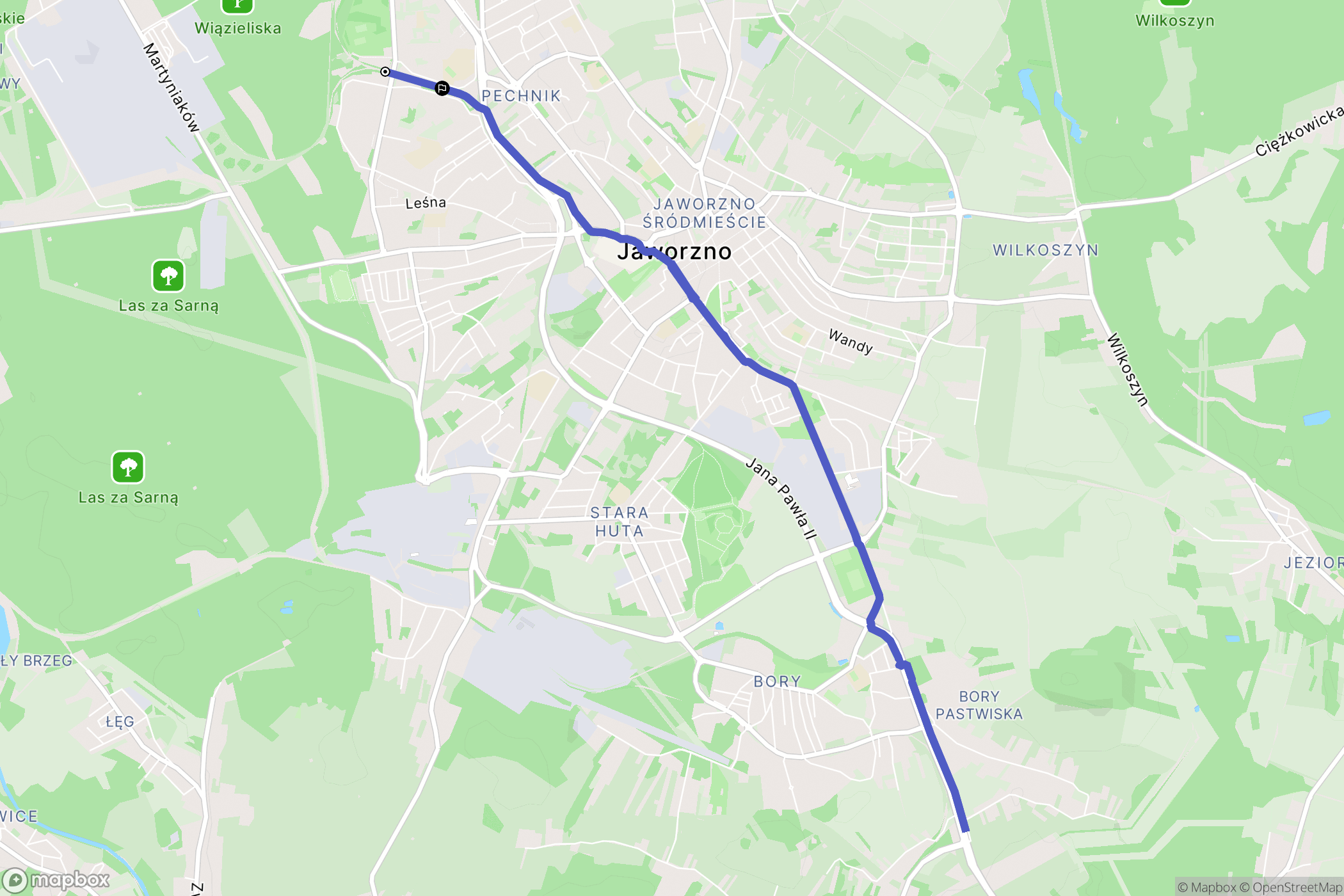 Jaworzno: mapa trasy - Poland