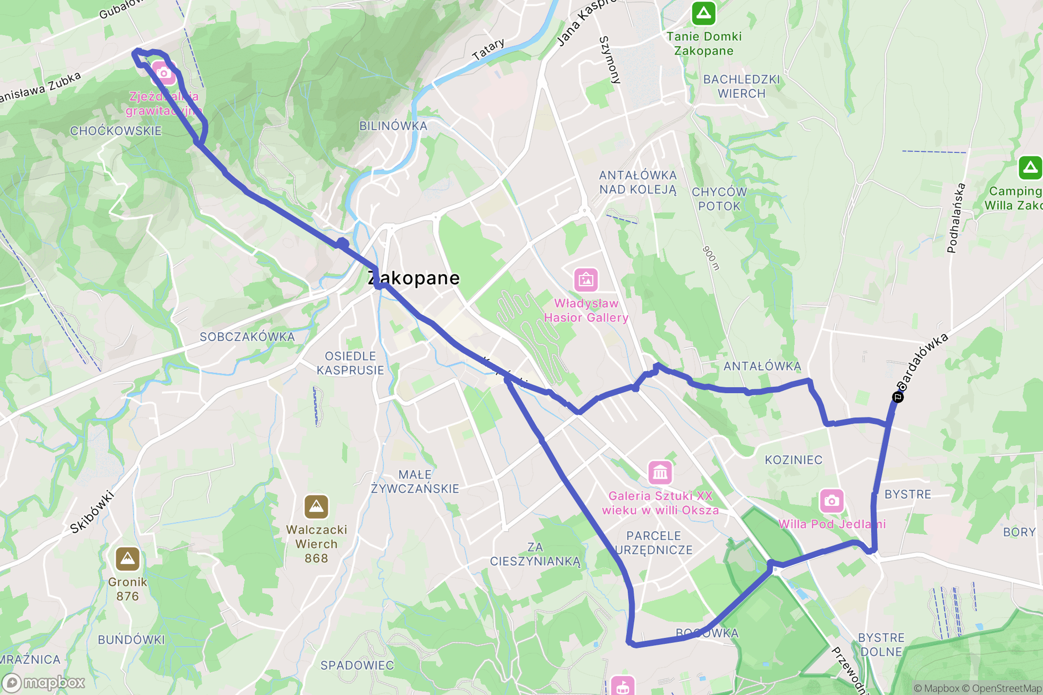 Zakopane: mapa trasy - Poland