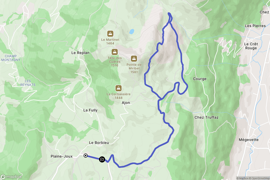 Onnion : carte du parcours de randonnée - France